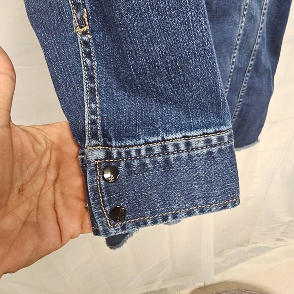 Calvin Klein Blue Denim Dress Lace Up Mini Boho Size S - Picture 7 of 12